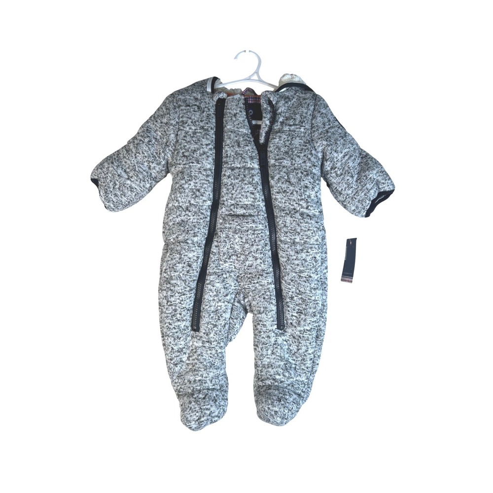 Ben Sherman Baby Grey Marl Knit Hooded Puffer Pram Suit Size 3-6 months New!